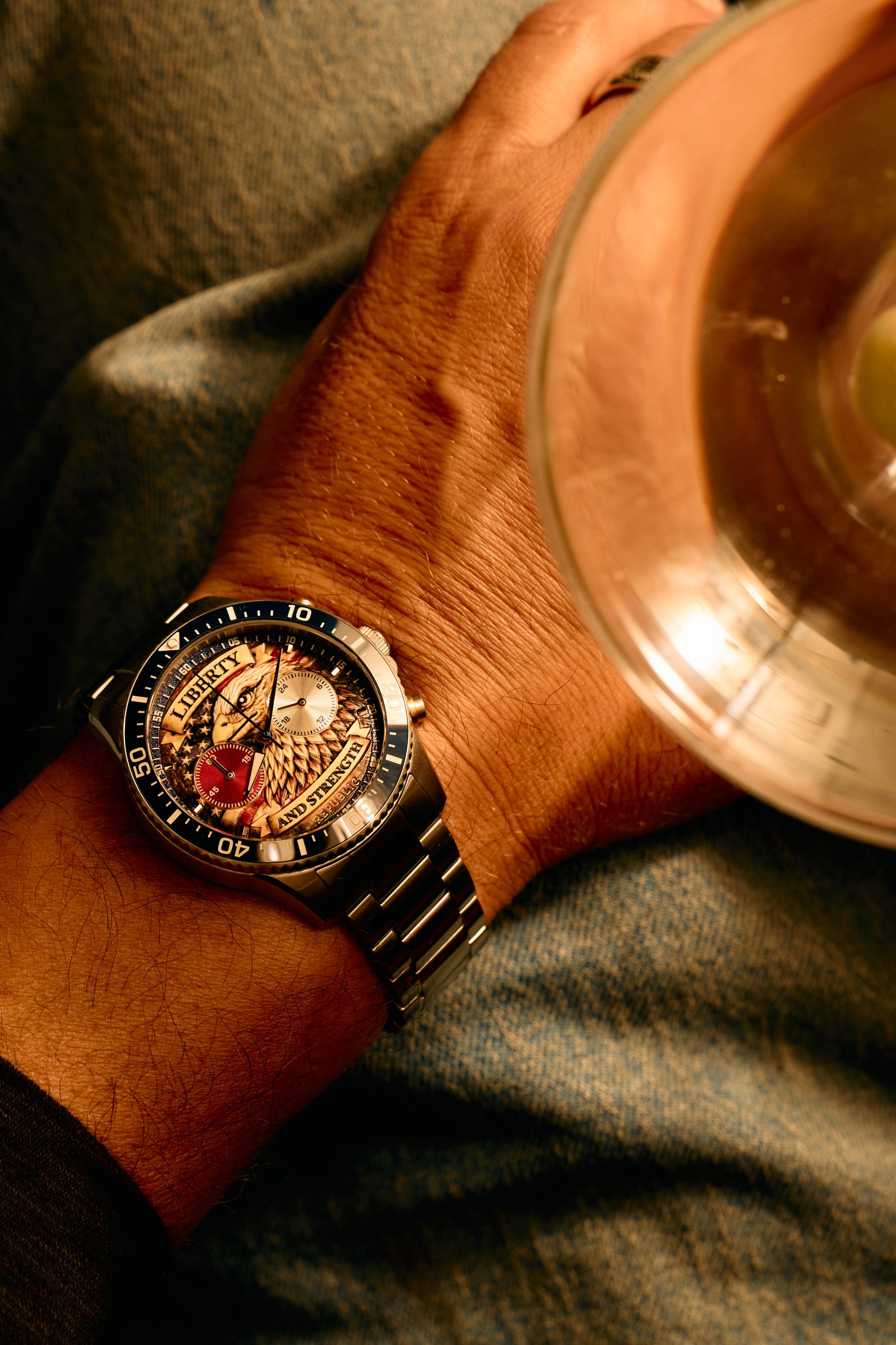The American Eagle Chronograph worn on the wrist